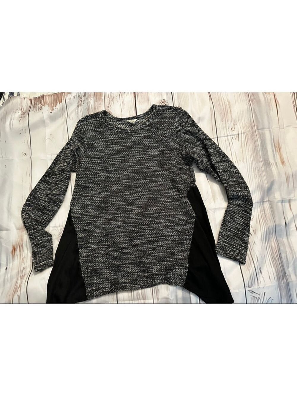 Lucky Brand Black & White Marled Crew Neck Sweater M